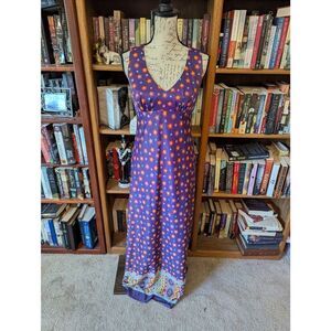 Vintage Corky Craig Women's Small Purple Floral Sleeveless Maxi Dress BOHO